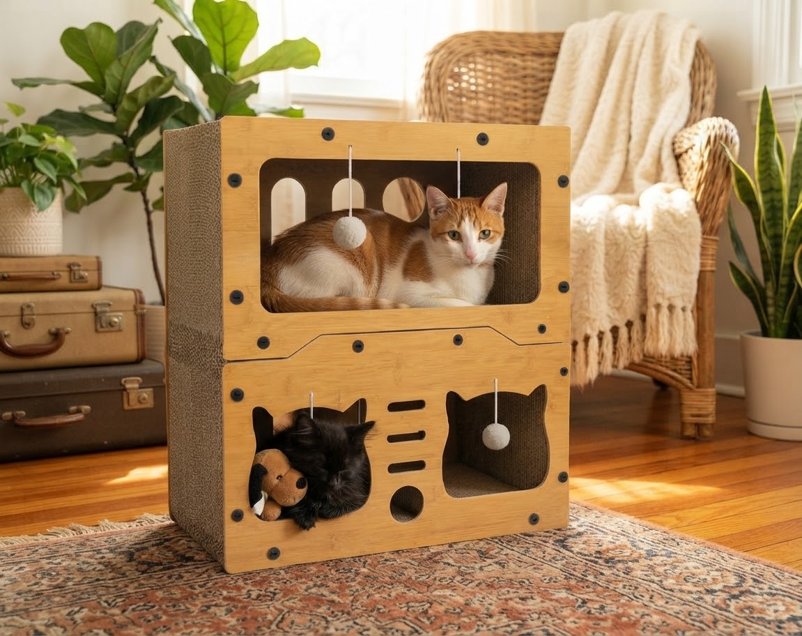 Le Loft à Griffes — Maison-griffoir 3 niveaux pour chat