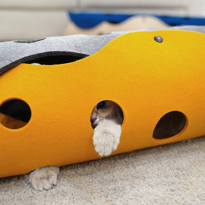 Gruyéronron — Tunnel de jeu à trous pour chat
