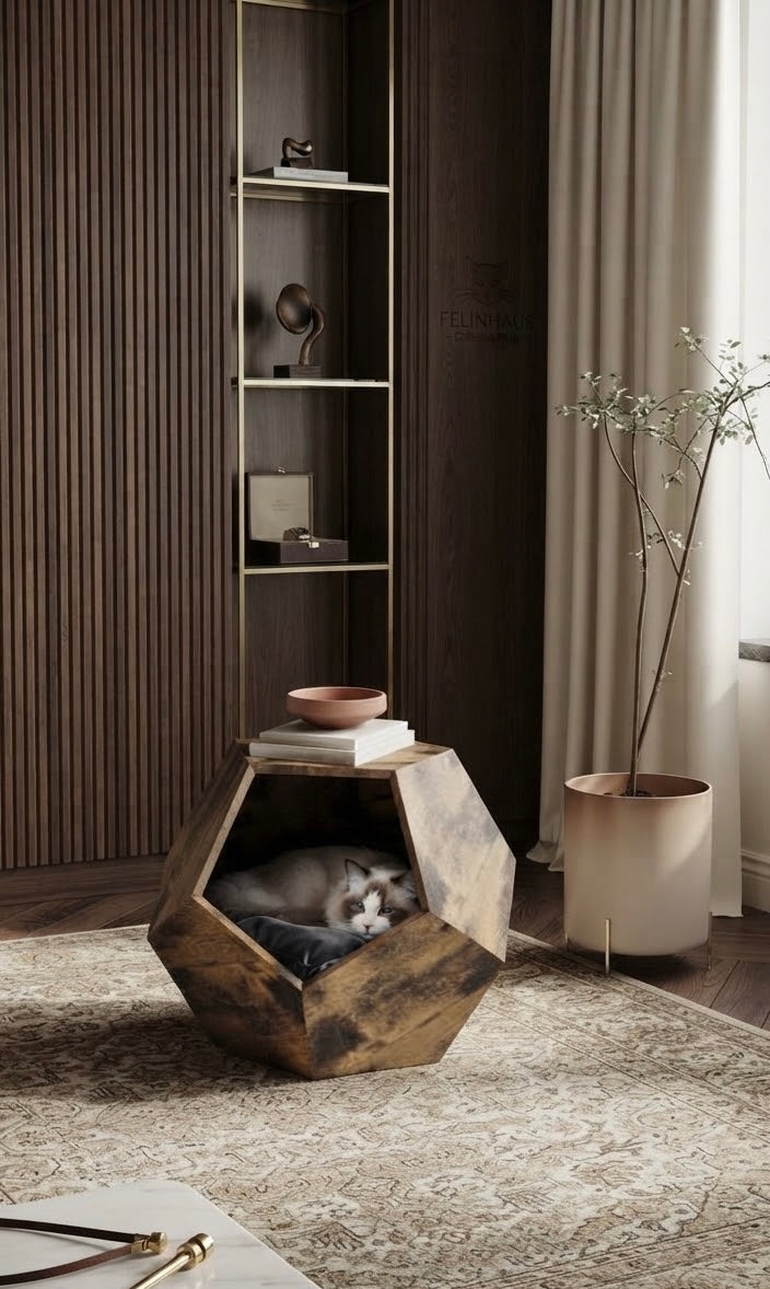 Le Coin Complice — Table d’appoint avec niche pour chat