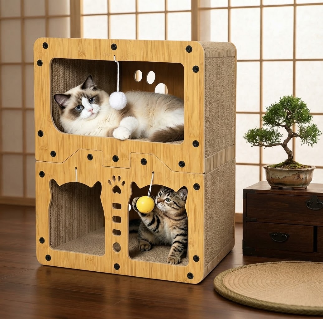 Le Loft à Griffes — Maison-griffoir 3 niveaux pour chat