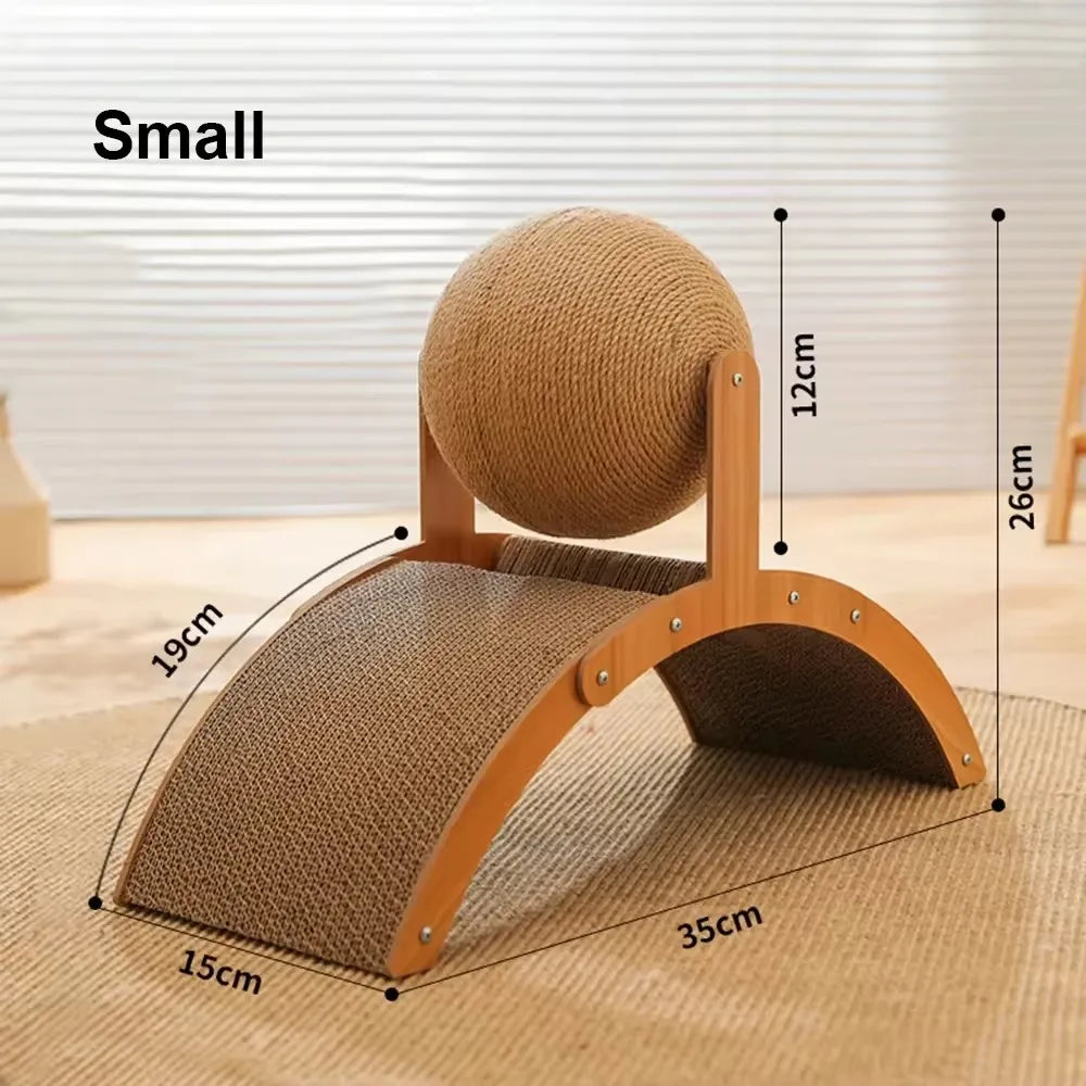 Le Plateau à Patounes — Griffoir en bois avec balle pour chat