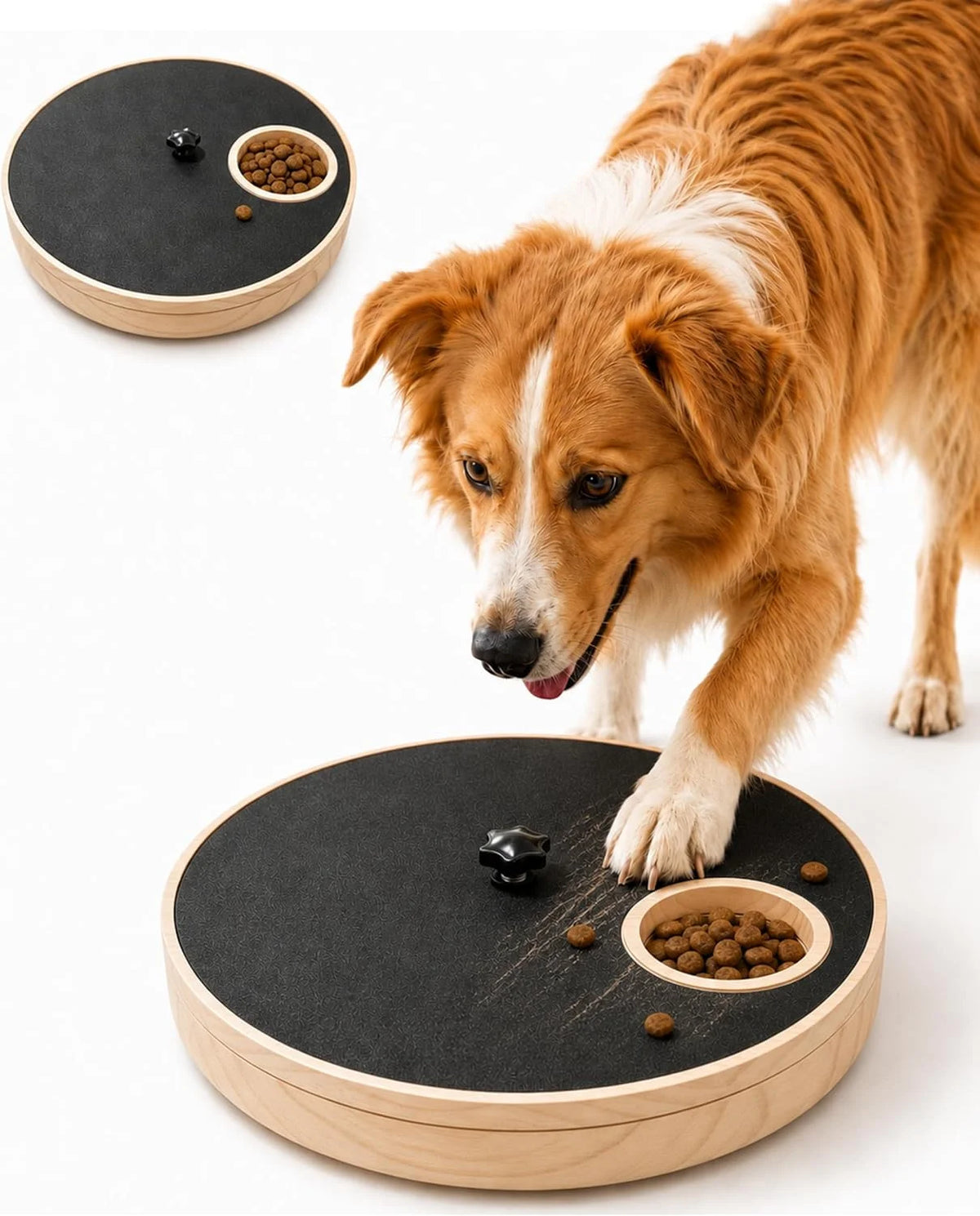 WoodPlay 3-en-1 — Plateau d’enrichissement en bois pour chien et chat