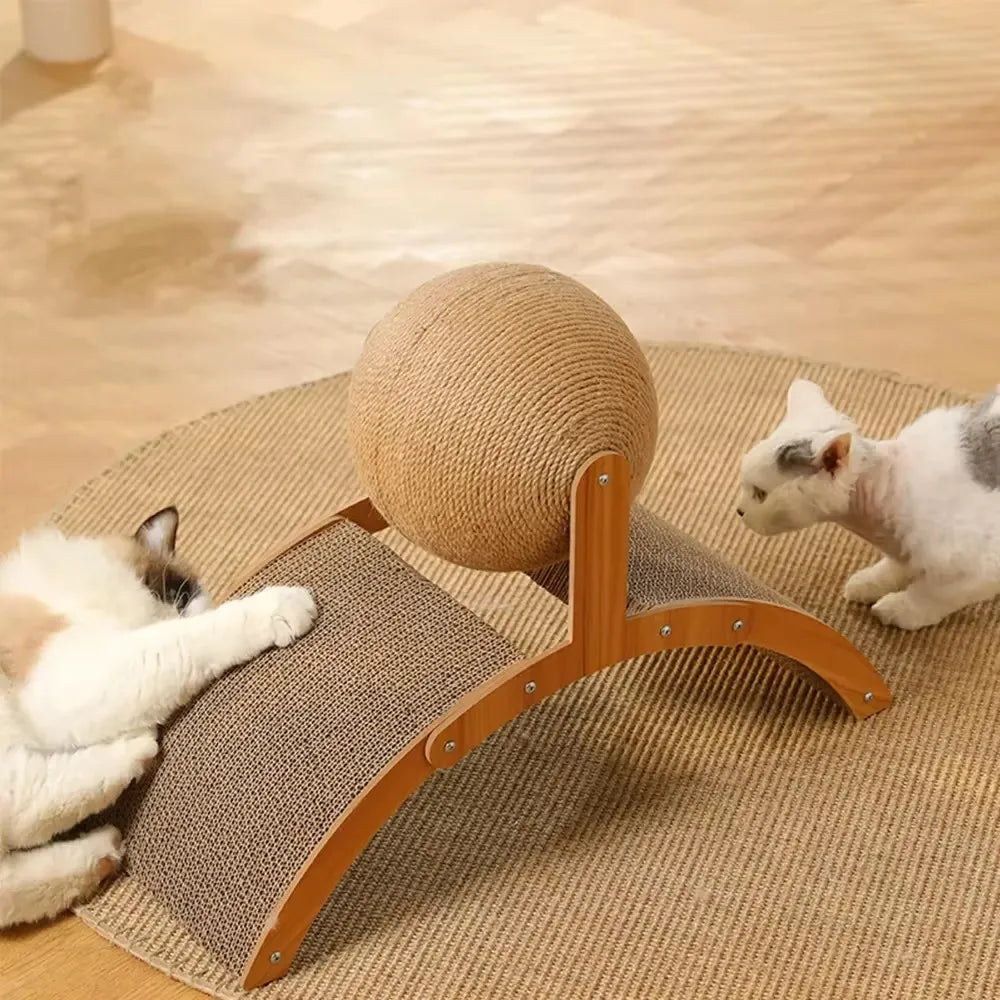 Le Plateau à Patounes — Griffoir en bois avec balle pour chat