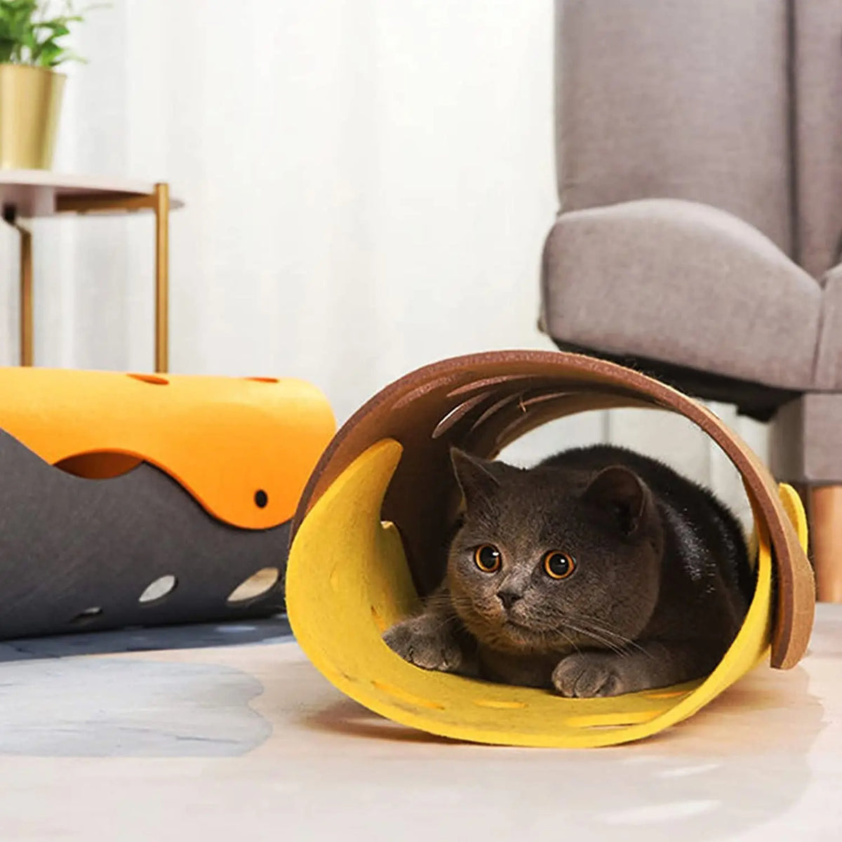 Gruyéronron — Tunnel de jeu à trous pour chat