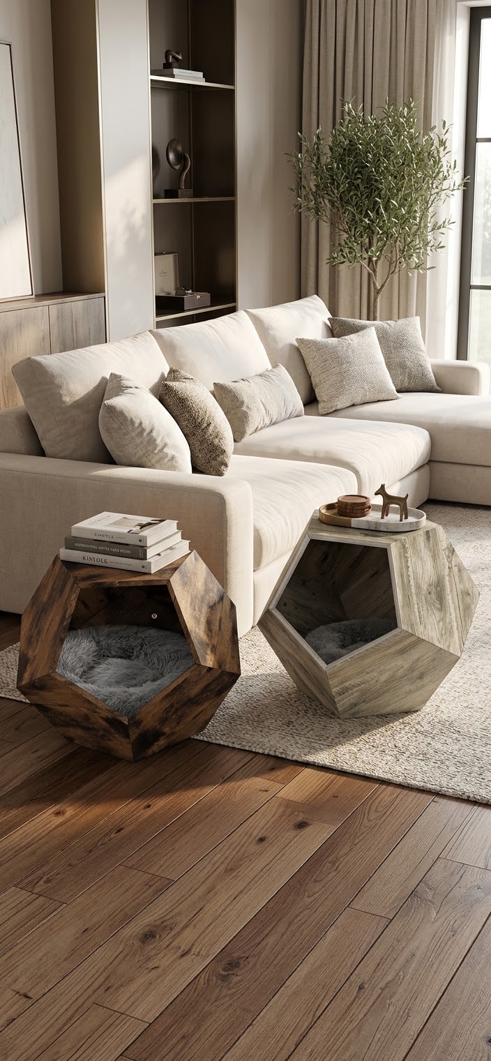 Le Coin Complice — Table d’appoint avec niche pour chat
