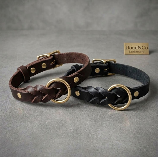 Le Lien Royal — Collier et laisse en cuir tressé