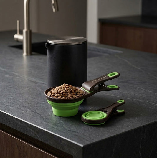 DosCrok — Doseur de croquettes pliable avec clip de fermeture