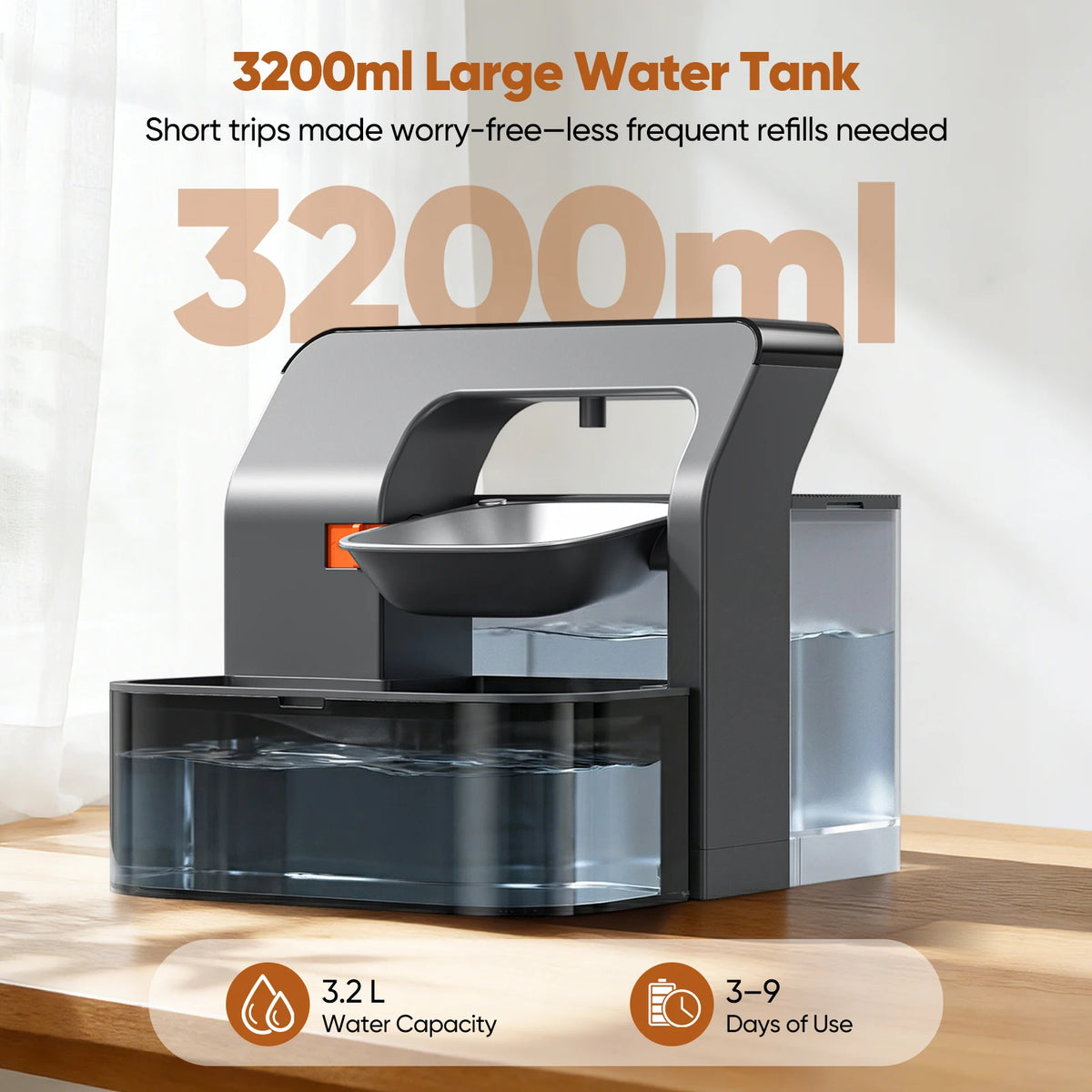 AquaSmart — Fontaine à eau intelligente 3,2 L pour chien et chat, sans filtre