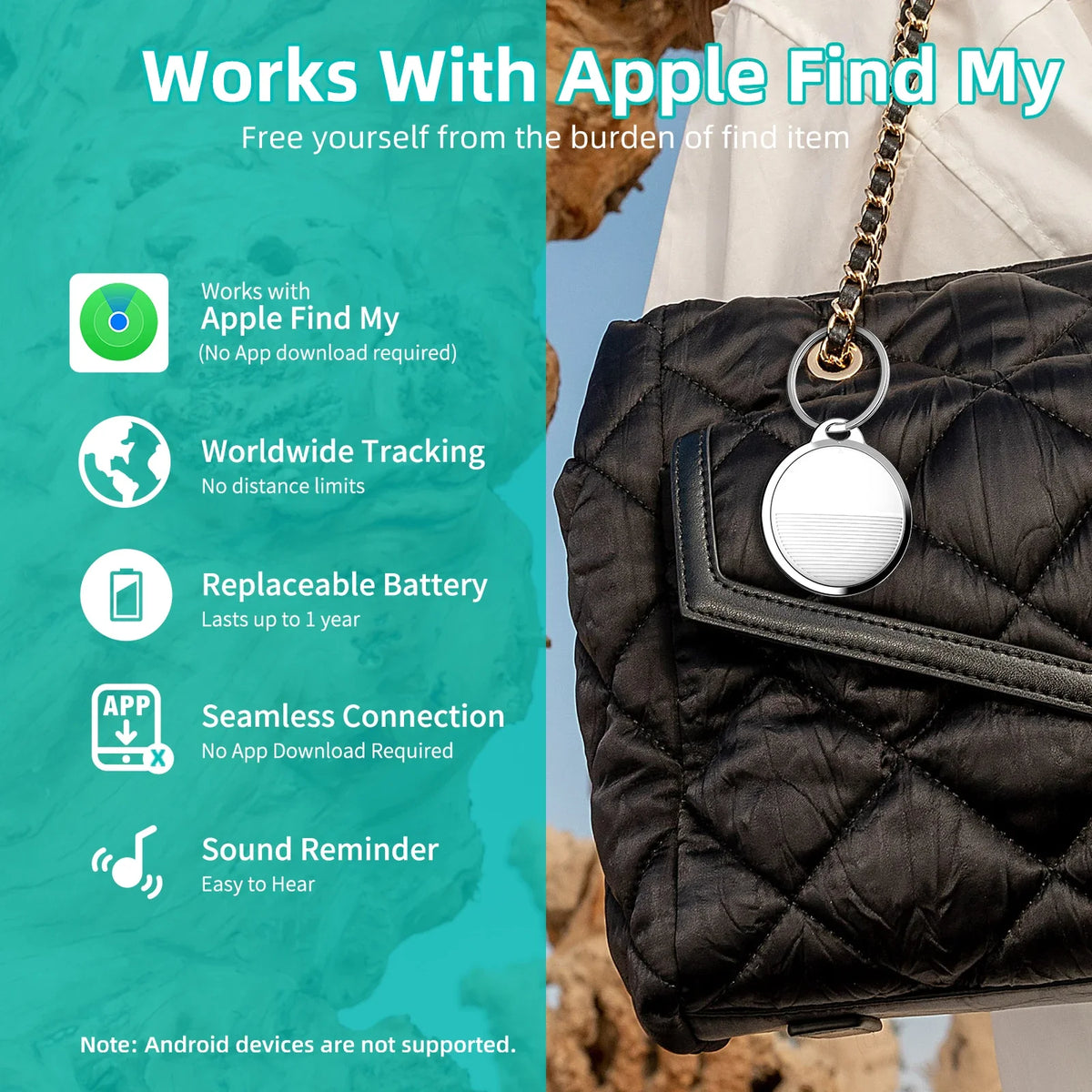 SafeTag — Mini traceur Bluetooth pour animaux et objets, compatible Apple Find My